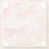 Boho Dragonflies in het roze Glazen Onderzetter (Achterkant)