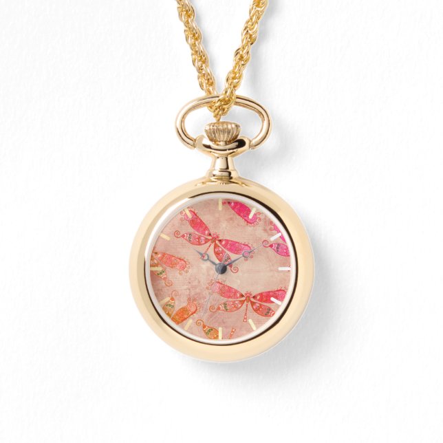 Boho Dragonflies in het roze Horloge (Voorkant)