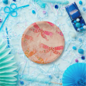 Boho Dragonflies in het roze Papieren Bordje (Feest)