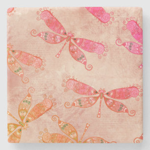 Boho Dragonflies in het roze Stenen Onderzetter