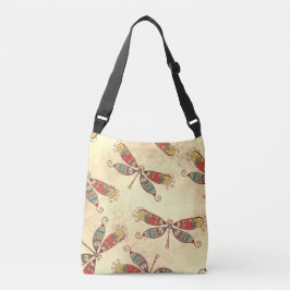 Boho Dragonflies in Sepia Crossbody Tas