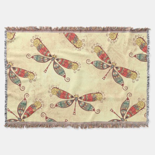 Boho Dragonflies in Sepia Deken (Voorkant)