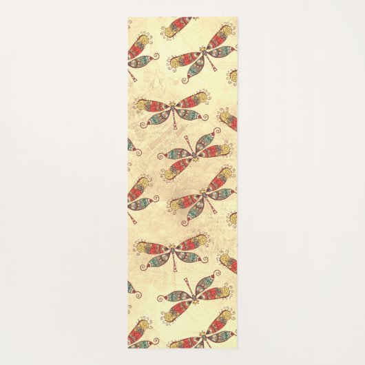 Boho Dragonflies in Sepia Yogamat (Achterkant)