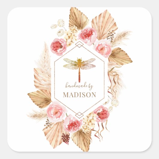 Boho Dragonfly Stickers op het etiket van Floral (Voorkant)