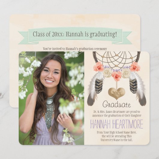 BOHO DREAM CATCHER AFSTUDEREN BEKENDMAKING KAART (Voorkant / Achterkant)