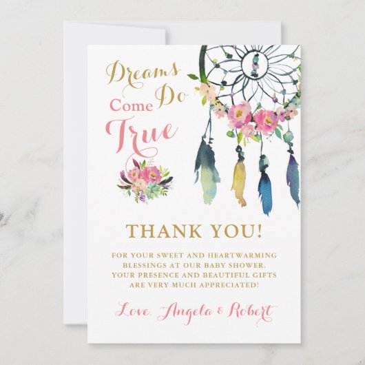 Boho Dream Catcher Baby shower Hartelijk dank Kaart (Voorkant)