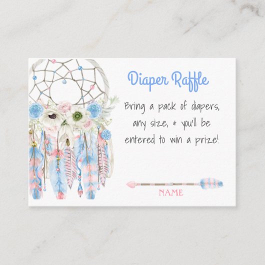 Boho Dream Catcher Baby shower Luier Raffle Informatiekaartje (Voorkant)
