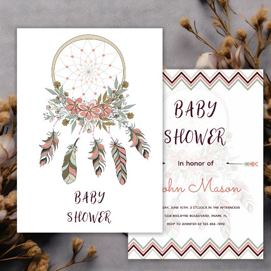 Boho Dream Catcher beheert Baby shower Kaart