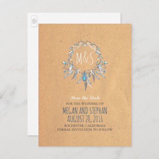 Boho  Dream Catcher Bewaar de datum Aankondigingskaart (Voorkant / Achterkant)