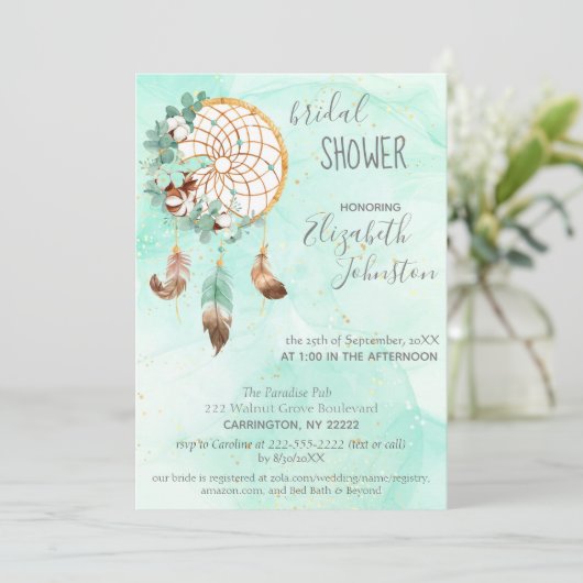 Boho Dream Catcher Bridal Shower Kaart (Staand voorkant)