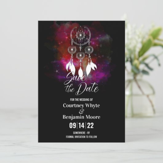 Boho Dream Catcher bruiloft Save The Date (Staand voorkant)