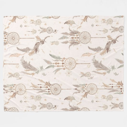 Boho Dream Catcher Celestial Feathers Soft Fleece Deken (Voorkant (Horizontaal))