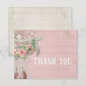 BOHO Dream Catcher Dank je Girl Baby shower Bedankkaart (Voorkant / Achterkant)