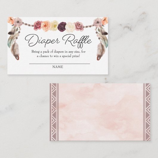Boho Dream Catcher Diaper Raffle Enclosure Card Informatiekaartje (Voorkant / Achterkant)