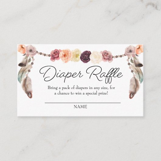 Boho Dream Catcher Diaper Raffle Enclosure Card Informatiekaartje (Voorkant)