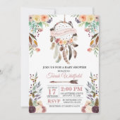 Boho Dream Catcher Dusky Baby shower Invitation Kaart (Voorkant)