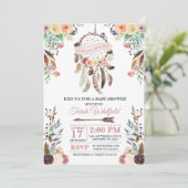 Boho Dream Catcher Dusky Baby shower Invitation Kaart (Staand voorkant)