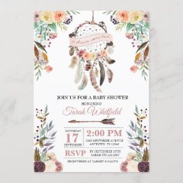 Boho Dream Catcher Dusky Baby shower Invitation Kaart
