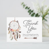 Boho Dream Catcher Dusky bedankkaart RSVP Kaartje (Staand voorkant)