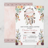 Boho Dream Catcher Dusky Bridal Shower Uitnodiging (Voorkant / Achterkant)