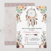 Boho Dream Catcher Dusky Bridal Shower Uitnodiging (Voorkant / Achterkant)