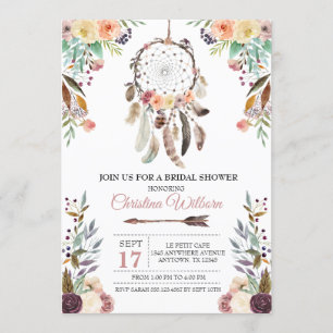 Boho Dream Catcher Dusky Bridal Shower Uitnodiging