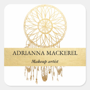 Boho Dream Catcher Faux Gouden Folie Modern Classy Vierkante Sticker