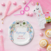 Boho Dream Catcher Feather Tribal Blauw Roze Papieren Bordje (Feest)