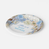 Boho Dream Catcher Feather Tribal Blue Ivory Papieren Bordje (Gekanteld)