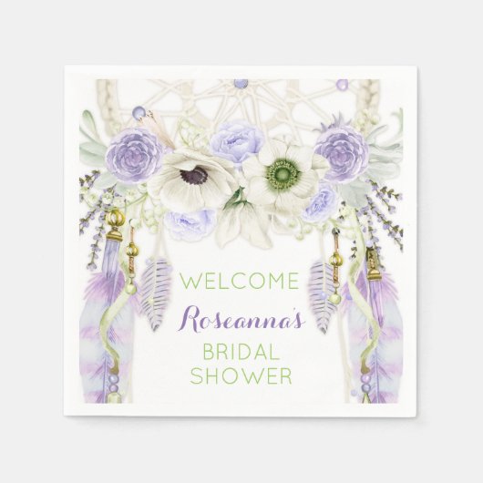 Boho Dream Catcher Feather Tribal Lavender Servetten (Voorkant)