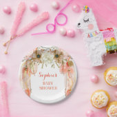 Boho Dream Catcher Feather Tribal Peach Coral Papieren Bordje (Feest)