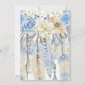 Boho Dream Catcher Feathers Blauw Ivoor Bruin Kaart (Achterkant)