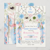 Boho Dream Catcher Feathers Blue & Pink Kaart (Voorkant / Achterkant)