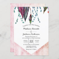 Boho Dream Catcher & Feathers bruiloft uitnodiging