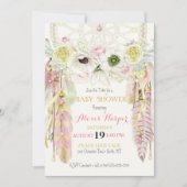 Boho Dream Catcher Feathers Crystals Pink Yellow Kaart (Voorkant)