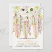 Boho Dream Catcher Feathers Kristallen Roze Geel Kaart (Voorkant)