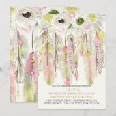 Boho Dream Catcher Feathers Kristallen Roze Geel Kaart (Voorkant / Achterkant)