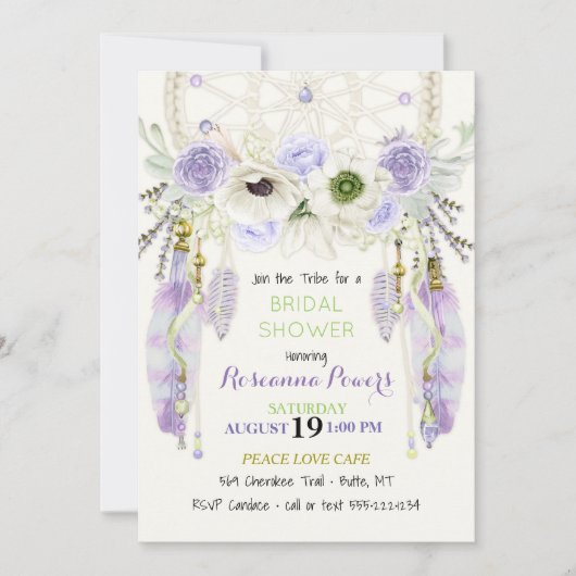 Boho Dream Catcher Feathers Lavender Green Kaart (Voorkant)