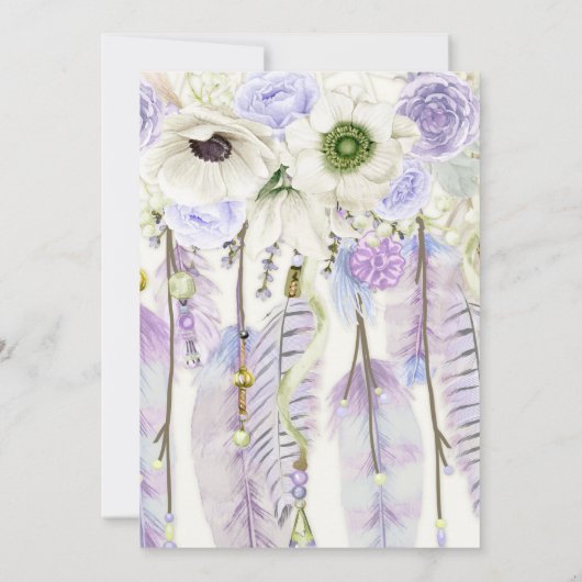 Boho Dream Catcher Feathers Lavender Green Kaart (Achterkant)