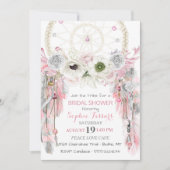 Boho Dream Catcher Feathers Pink Grey Ivory Kaart (Voorkant)