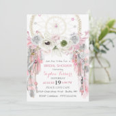 Boho Dream Catcher Feathers Pink Grey Ivory Kaart (Staand voorkant)