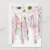Boho Dream Catcher Feathers Pink Grey Ivory Kaart (Achterkant)