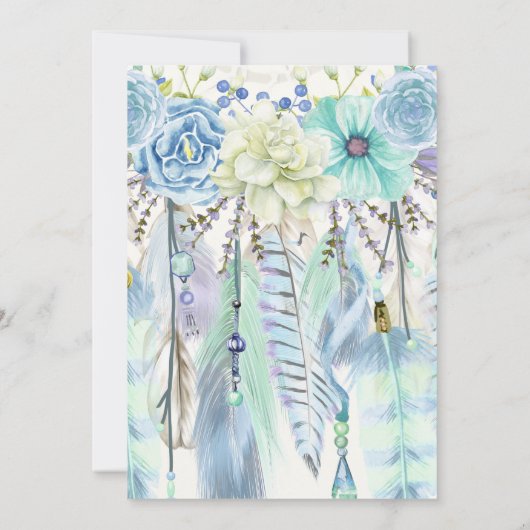 Boho Dream Catcher Feathers Turquoise Blue Mint Kaart (Achterkant)