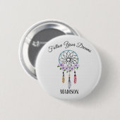 Boho Dream Catcher Floral Feathers Tribal Ronde Button 5,7 Cm (Voorkant /achterkant)
