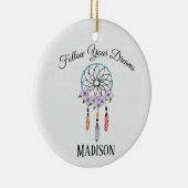 Boho Dream Catcher Floral Flower Persoonlijke naam Keramisch Ornament (Rechts)