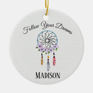 Boho Dream Catcher Floral Flower Persoonlijke naam Keramisch Ornament