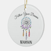 Boho Dream Catcher Floral Flower Persoonlijke naam Keramisch Ornament (Links)