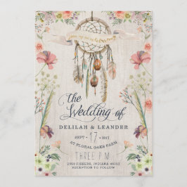 Boho Dream Catcher Floral Wedding Invitation Kaart