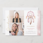 Boho Dream Catcher Gold Script Photo Afstuderen Aankondiging (Voorkant)