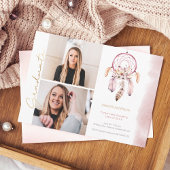 Boho Dream Catcher Gold Script Photo Afstuderen Aankondiging